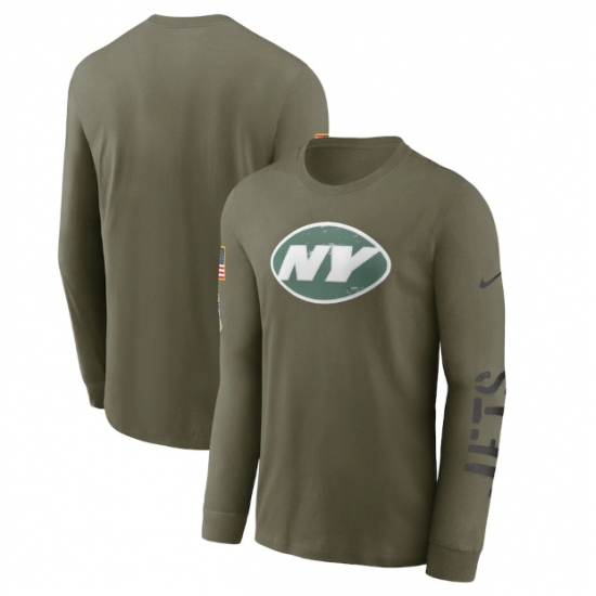 Men New York Jets Olive 2022 Salute To Service Long Sleeve T Shirt Men New York Jets Olive 2022 Salute To Service Long Sleeve T Shirt