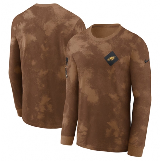 Men Philadelphia Eagles Brown 2023 Salute To Service Long Sleeve T Shirt Men Philadelphia Eagles Brown 2023 Salute To Service Long Sleeve T Shirt