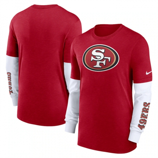Men San Francisco 49ers Heather Scarlet Slub Fashion Long Sleeve T Shirt Men San Francisco 49ers Heather Scarlet Slub Fashion Long Sleeve T Shirt