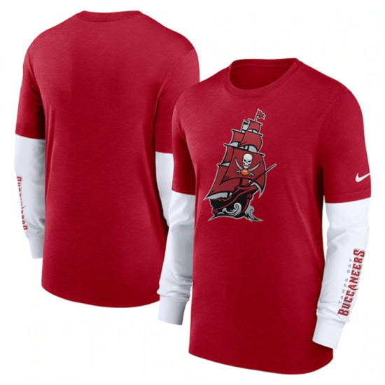 Men Tampa Bay Buccaneers Heather Red Slub Fashion Long Sleeve T Shirt Men Tampa Bay Buccaneers Heather Red Slub Fashion Long Sleeve T Shirt