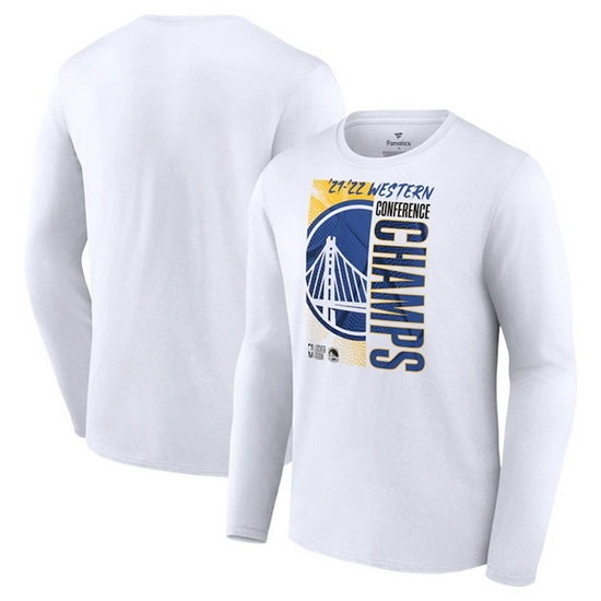 Men Golden State Warriors 2022 White Western Conference Champions Locker Room Long Sleeve T Shirt Men Golden State Warriors 2022 White Western Conference Champions Locker Room Long Sleeve T Shirt