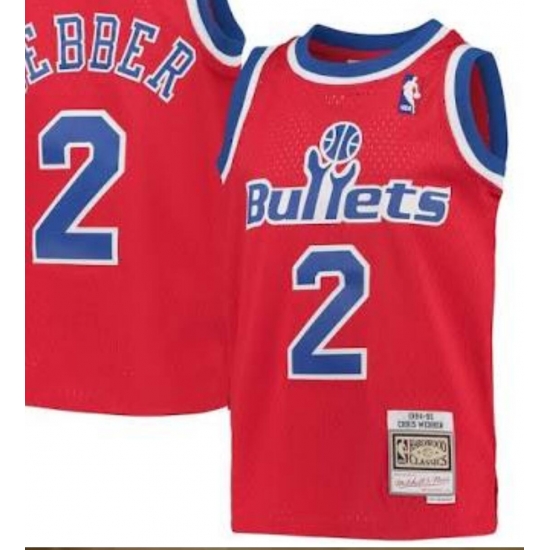 Bullets #2 Webber Red Stitched M&N NBA Jersey Bullets #2 Webber Red Stitched M&N NBA Jersey