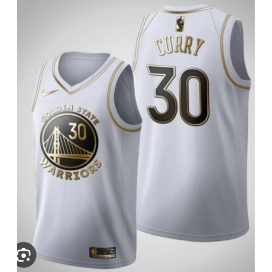 Men's Golden State Warriors #30 Stephen Curry White Gold Stitched Jersey Men's Golden State Warriors #30 Stephen Curry White Gold Stitched Jersey