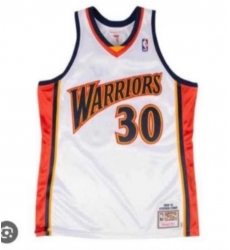 Warriors #30 Curry Throwback M&N White Jersey