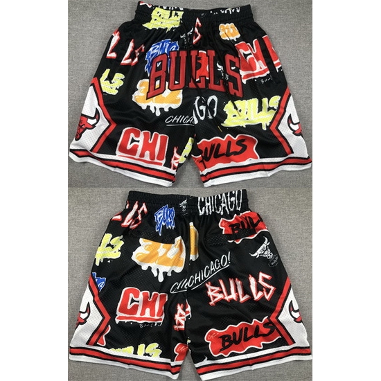 Men Chicago Bulls Black Shorts Men Chicago Bulls Black Shorts