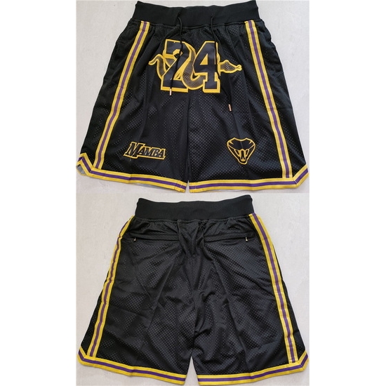 Men Los Angeles Lakers 24 Kobe Bryant Black Shorts Men Los Angeles Lakers 24 Kobe Bryant Black Shorts