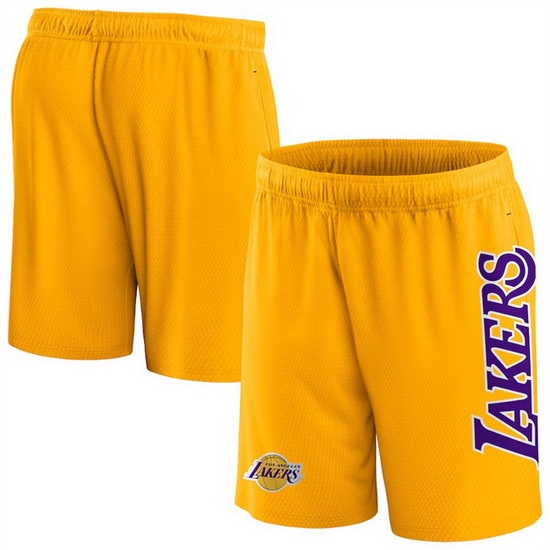 Men Los Angeles Lakers Gold Post Up Mesh Shorts Men Los Angeles Lakers Gold Post Up Mesh Shorts