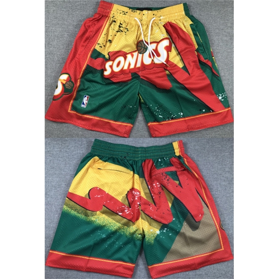 Men Oklahoma City Thunder Green Yellow Red SuperSonics Shorts 28Run Small 29 Men Oklahoma City Thunder Green Yellow Red SuperSonics Shorts 28Run Small 29