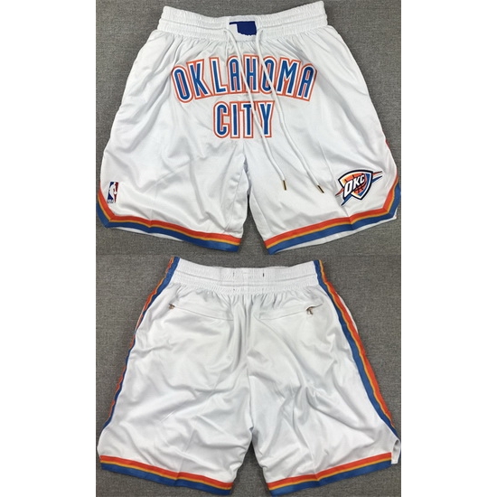 Men Oklahoma City Thunder White Shorts Men Oklahoma City Thunder White Shorts