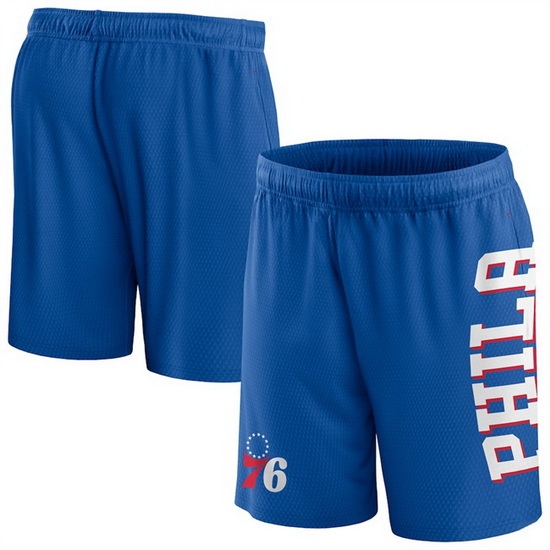 Men Philadelphia 76ers Blue Post Up Mesh Shorts Men Philadelphia 76ers Blue Post Up Mesh Shorts