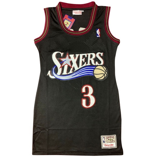 Women 76ers 3 Allen Iverson Dress Stitched Jersey Black Women 76ers 3 Allen Iverson Dress Stitched Jersey Black