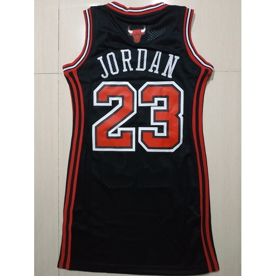 Women Chicago Bulls 23 Michael Jordan Dress Stitched Jersey Black II Women Chicago Bulls 23 Michael Jordan Dress Stitched Jersey Black II