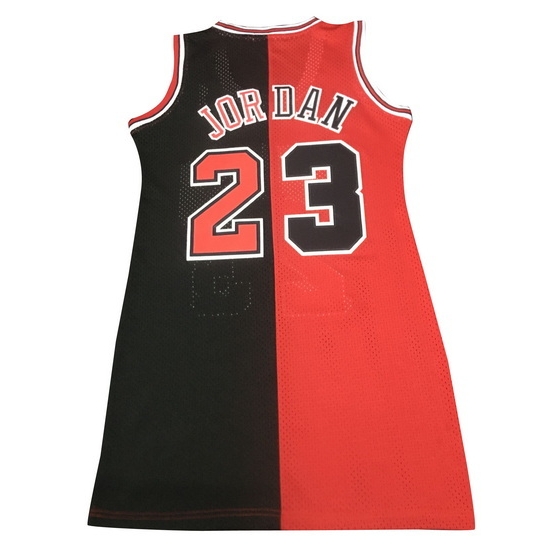 Women Chicago Bulls 23 Michael Jordan Dress Stitched Jersey Red Black Split II Women Chicago Bulls 23 Michael Jordan Dress Stitched Jersey Red Black Split II