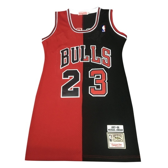 Women Chicago Bulls 23 Michael Jordan Dress Stitched Jersey Red Black Split Women Chicago Bulls 23 Michael Jordan Dress Stitched Jersey Red Black Split