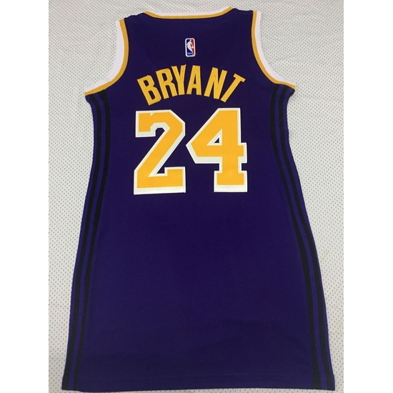 Women Los Angeles Lakers 24 Kobe Bryant Dress Stitched Jersey Purple II Women Los Angeles Lakers 24 Kobe Bryant Dress Stitched Jersey Purple II