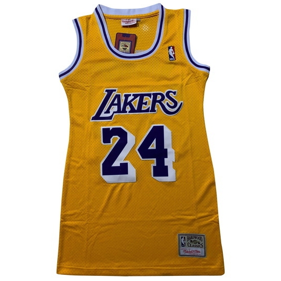 Women Los Angeles Lakers 24 Kobe Bryant Dress Stitched Jersey Yellow Women Los Angeles Lakers 24 Kobe Bryant Dress Stitched Jersey Yellow