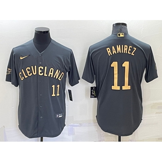 Men Cleveland Guardians 11 Jos E9 Ram EDrez 2022 All Star Charcoal Cool Base Stitched Baseball Jersey