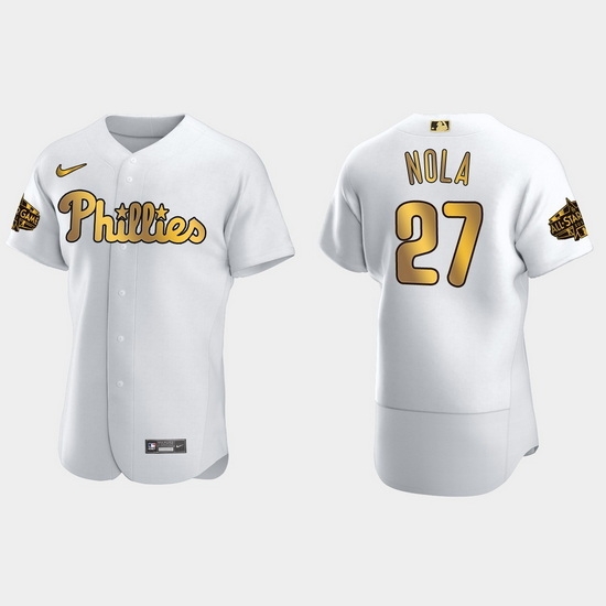 Men Philadelphia Phillies Aaron Nola 2022 Mlb All Star Game White Gold Men Jersey Men Philadelphia Phillies Aaron Nola 2022 Mlb All Star Game White Gold Men Jersey