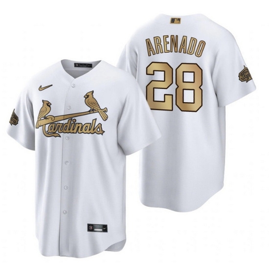 Men St Louis St.Louis Cardinals 28 Nolan Arenado 2022 All Star White Cool Base Stitched Baseball Jersey Men St Louis St.Louis Cardinals 28 Nolan Arenado 2022 All Star White Cool Base Stitched Baseball Jersey