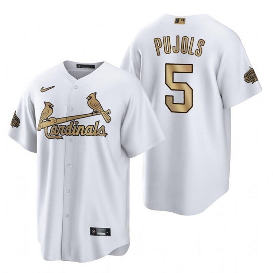 Men St Louis St.Louis Cardinals 5 Albert Pujols 2022 All Star White Cool Base Stitched Baseball Jersey Men St Louis St.Louis Cardinals 5 Albert Pujols 2022 All Star White Cool Base Stitched Baseball Jersey