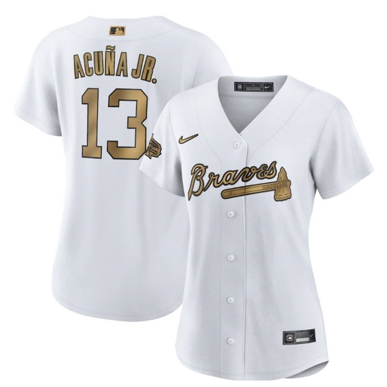 Women Atlanta Braves 13 Ronald Acuna Jr 2022 All Star White Stitched Baseball Jersey Women Atlanta Braves 13 Ronald Acuna Jr 2022 All Star White Stitched Baseball Jersey