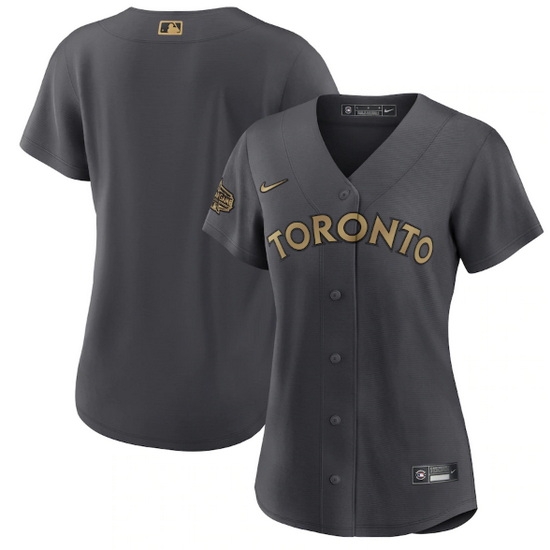 Women Toronto Blue Jays Blank 2022 All Star Charcoal Stitched Baseball Jersey Women Toronto Blue Jays Blank 2022 All Star Charcoal Stitched Baseball Jersey