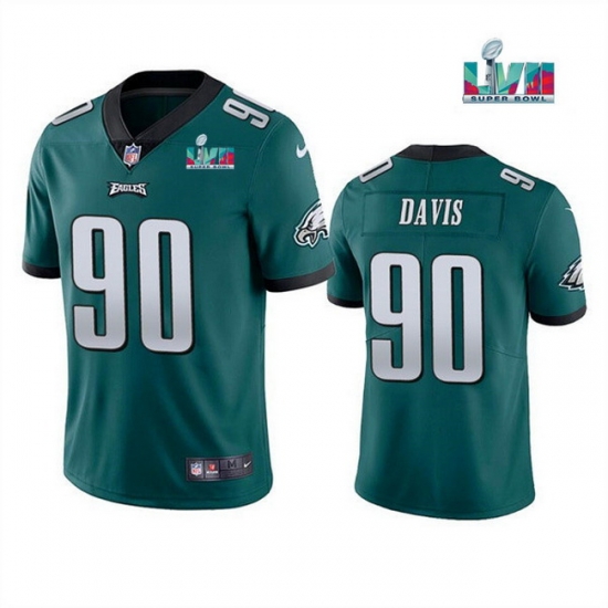 Men Women Youth Toddler Philadelphia Eagles 90 Jordan Davis Green Super Bowl LVII Patch Vapor Untouchable Limited Stitched Jersey