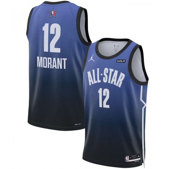 Men 2023 All Star 12 Ja Morant Blue Game Swingman Stitched Basketball Jersey Men 2023 All Star 12 Ja Morant Blue Game Swingman Stitched Basketball Jersey