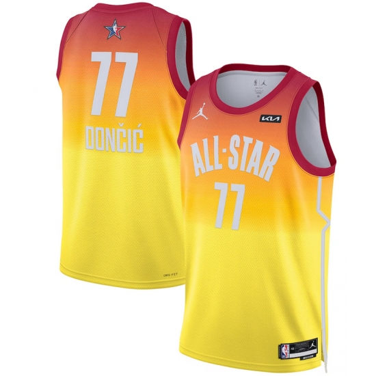 Men 2023 All Star 77 Luka Doncic Orange Game Swingman Stitched Basketball Jersey Men 2023 All Star 77 Luka Doncic Orange Game Swingman Stitched Basketball Jersey