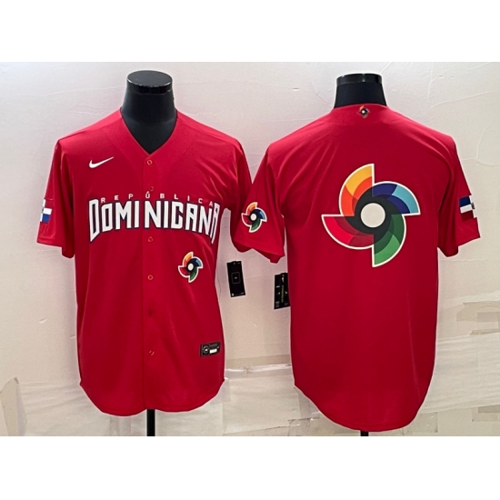 Men Dominican Republic Baseball 2023 Red World Baseball Big Logo With Patch Classic Stitched Jersey Men Dominican Republic Baseball 2023 Red World Baseball Big Logo With Patch Classic Stitched Jersey