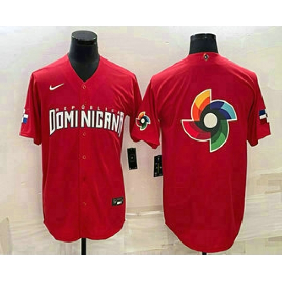 Men Dominican Republic Baseball 2023 Red World Big Logo With Patch Classic Stitched Jerseys Men Dominican Republic Baseball 2023 Red World Big Logo With Patch Classic Stitched Jerseys