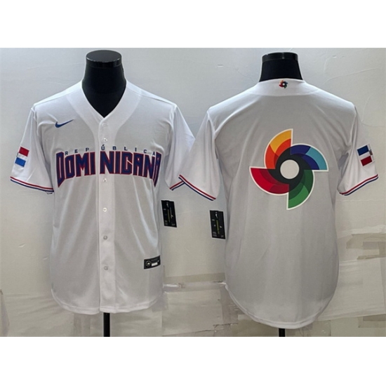 Men Dominican Republic Baseball 2023 White World Baseball Big Logo Classic Replica Stitched Jersey Men Dominican Republic Baseball 2023 White World Baseball Big Logo Classic Replica Stitched Jersey