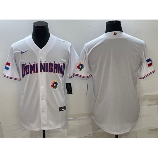 Men Dominican Republic Baseball 2023 White World Baseball With Patch Classic Replica Stitched Jersey Men Dominican Republic Baseball 2023 White World Baseball With Patch Classic Replica Stitched Jersey