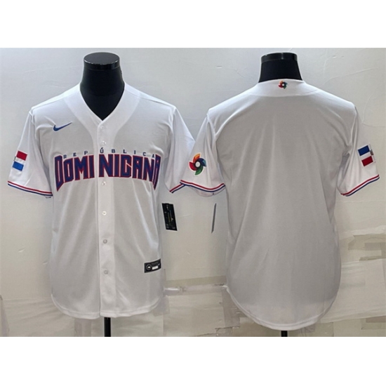 Men Dominican Republic Baseball 2023 White World Baseball With Patch Classic Replica Stitched Jerseys Men Dominican Republic Baseball 2023 White World Baseball With Patch Classic Replica Stitched Jerseys