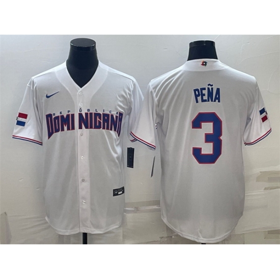 Men Dominican Republic Baseball 3 Jeremy Pe F1a 2023 White World Baseball Classic Stitched Jersey Men Dominican Republic Baseball 3 Jeremy Pe F1a 2023 White World Baseball Classic Stitched Jersey