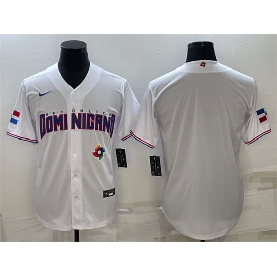 Men Dominican Republic Baseball Blank 2023 White World Baseball Classic Replica Stitched Jerseys Men Dominican Republic Baseball Blank 2023 White World Baseball Classic Replica Stitched Jerseys