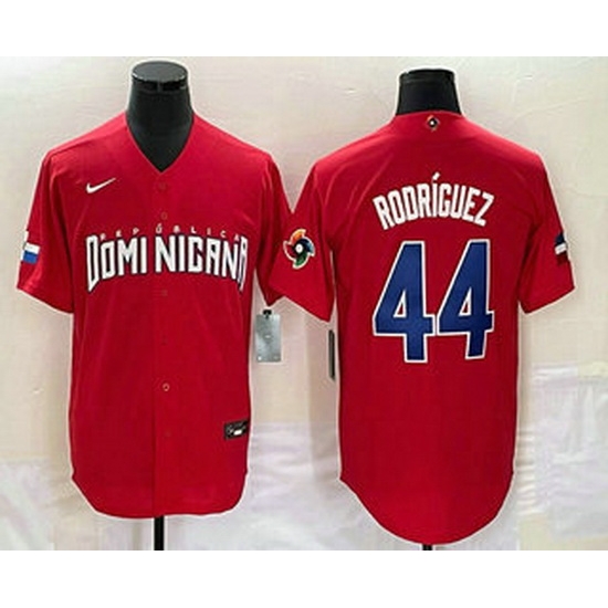 Men's Dominican Republic Baseball #44 Julio Rodriguez 2023 Red World Classic Stitched Jersey Men's Dominican Republic Baseball #44 Julio Rodriguez 2023 Red World Classic Stitched Jersey