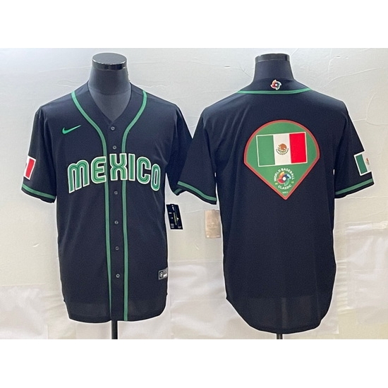Men Mexico Baseball 2023 Black World Baseball Big Logo Classic Stitched JerseyS Men Mexico Baseball 2023 Black World Baseball Big Logo Classic Stitched JerseyS