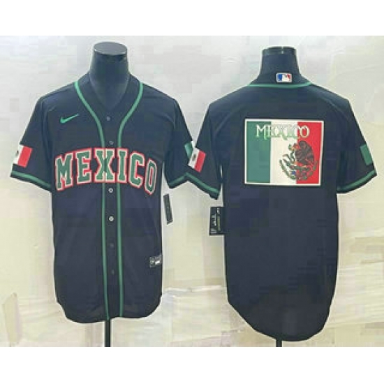 Men Mexico Baseball 2023 Black World Big Logo Classic Stitched Jerseys Men Mexico Baseball 2023 Black World Big Logo Classic Stitched Jerseys