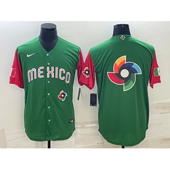 Men Mexico Baseball 2023 Green World Baseball Big Logo With Patch Classic Stitched Jersey Men Mexico Baseball 2023 Green World Baseball Big Logo With Patch Classic Stitched Jersey