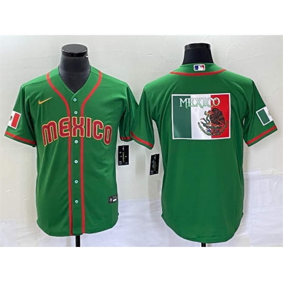 Men Mexico Baseball 2023 Green World Baseball Classic Team Big Logo Stitched Jerseys 1 Men Mexico Baseball 2023 Green World Baseball Classic Team Big Logo Stitched Jerseys 1