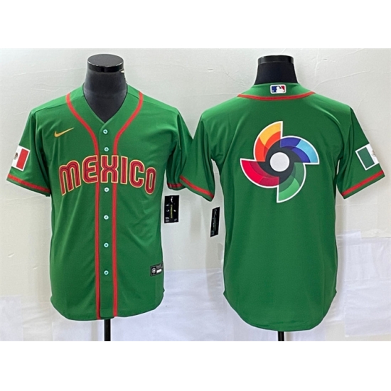 Men Mexico Baseball 2023 Green World Baseball Classic Team Big Logo Stitched Jerseys Men Mexico Baseball 2023 Green World Baseball Classic Team Big Logo Stitched Jerseys