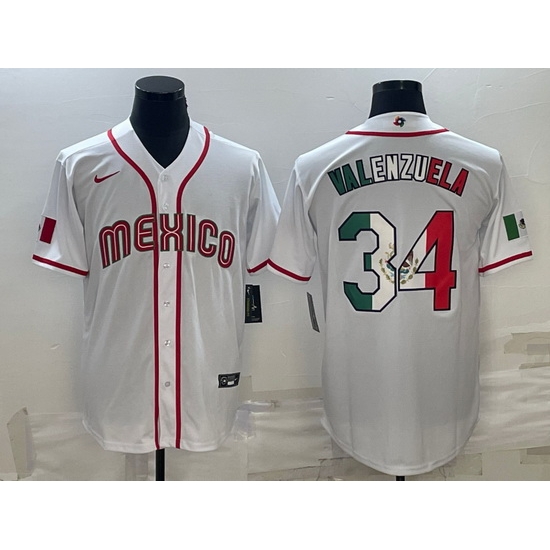 Men Mexico Baseball 34 Fernando Valenzuela 2023 White World Baseball Classic Stitched Jersey Men Mexico Baseball 34 Fernando Valenzuela 2023 White World Baseball Classic Stitched Jersey
