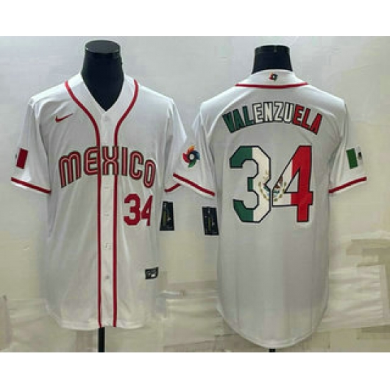 Men Mexico Baseball #34 Fernando Valenzuela Number 2023 White World Classic Stitched Jersey1 Men Mexico Baseball #34 Fernando Valenzuela Number 2023 White World Classic Stitched Jersey1