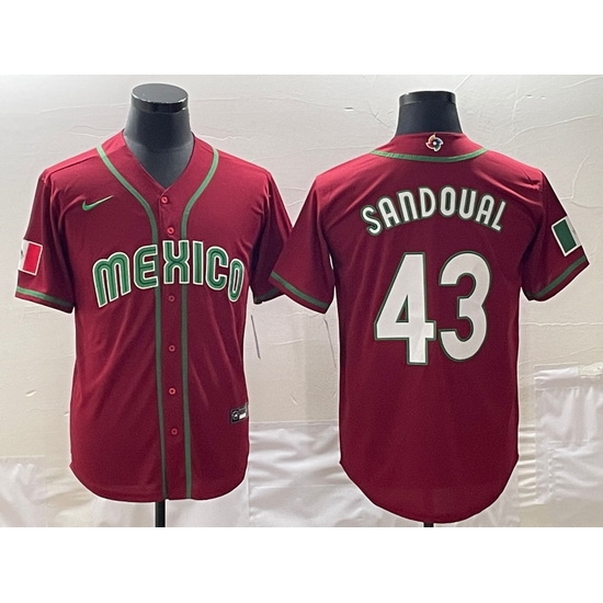 Men Mexico Baseball 43 Patrick Sandoval 2023 Red World Baseball Classic Stitched Jersey Men Mexico Baseball 43 Patrick Sandoval 2023 Red World Baseball Classic Stitched Jersey
