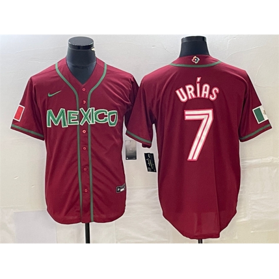 Men Mexico Baseball 7 Julio Ur EDas Red 2023 World Baseball Classic Stitched Jersey Men Mexico Baseball 7 Julio Ur EDas Red 2023 World Baseball Classic Stitched Jersey