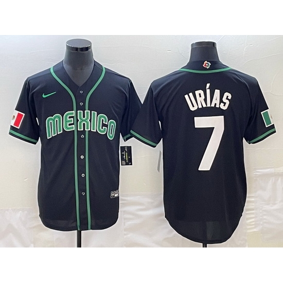 Men Mexico Baseball 7 Julio Urias 2023 Black World Baseball Classic Stitched JerseyS Men Mexico Baseball 7 Julio Urias 2023 Black World Baseball Classic Stitched JerseyS