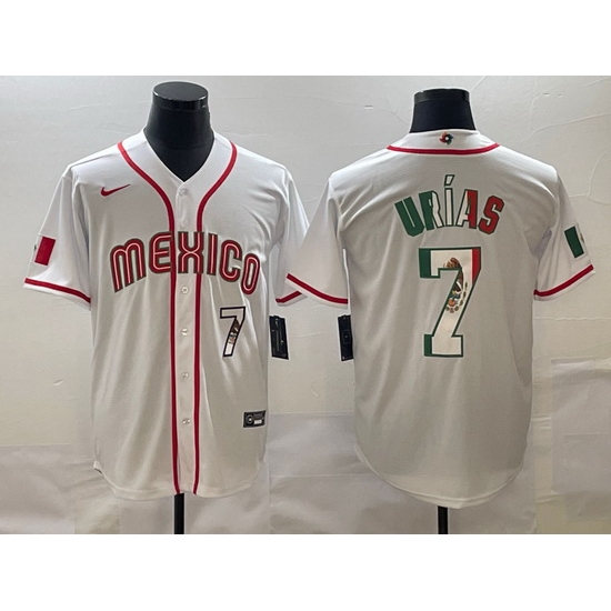 Men Mexico Baseball 7 Julio Urias 2023 White World Baseball Classic Stitched Jersey Men Mexico Baseball 7 Julio Urias 2023 White World Baseball Classic Stitched Jersey