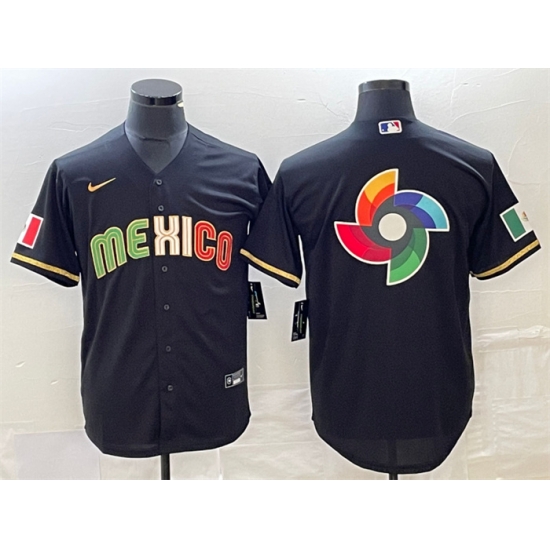 Men Mexico Baseball Black 2023 World Baseball Classic Team Big Logo Stitched Jersey 4 Men Mexico Baseball Black 2023 World Baseball Classic Team Big Logo Stitched Jersey 4