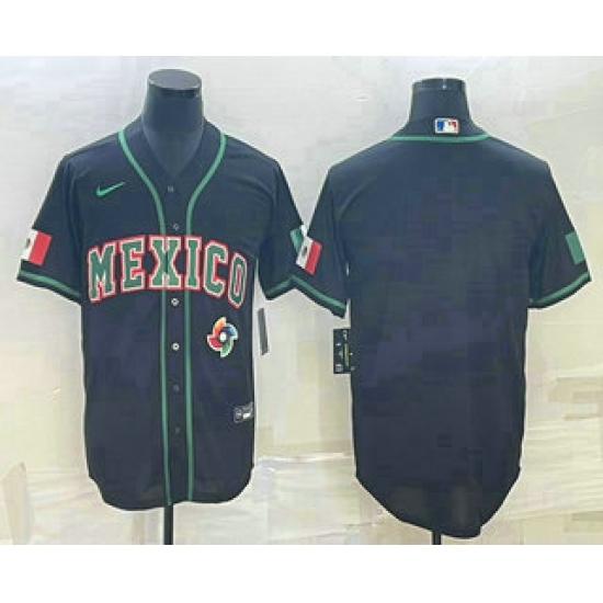 Men Mexico Baseball Blank 2023 Black World Baseball Classic Stitched Jersey 2 Men Mexico Baseball Blank 2023 Black World Baseball Classic Stitched Jersey 2